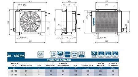 OLIEKØLER DC 12V HY02402 30-150 LIT