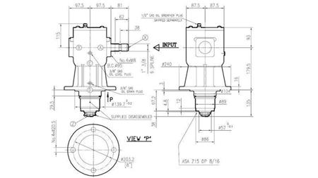 VINKELREDUKTOR LF-140J 1:1.92 (60HP-44kW)
