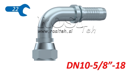 HYDRAULISCHER ANSCHLUSS DKJ JIC74° WEIBLICH KNIE 90° DN10-5/8-18