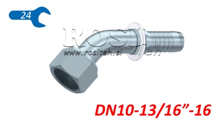 HYDRAULISCHER ANSCHLUSS DKORFS WEIBLICH KNIE 45° DN10-13/16-16