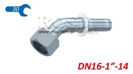 HYDRAULISCHER ANSCHLUSS DKORFS WEIBLICH KNIE 45° DN16-1-14