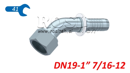 HYDRAULISCHER ANSCHLUSS DKORFS WEIBLICH KNIE 45° DN19-17/16-12