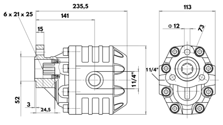 POMPE HYDRAULIQUE EN FONTE UNI40-151CC-190 BAR GAUCHE