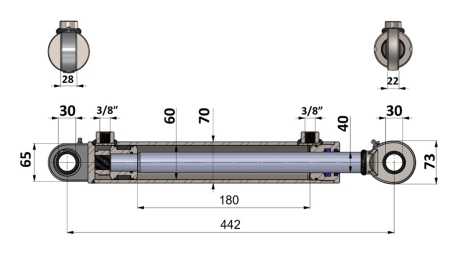 HYDRAULIKZYLINDER 60/40-180 MIT PFLUGWENDEVENTIL - ERDEPFLUG