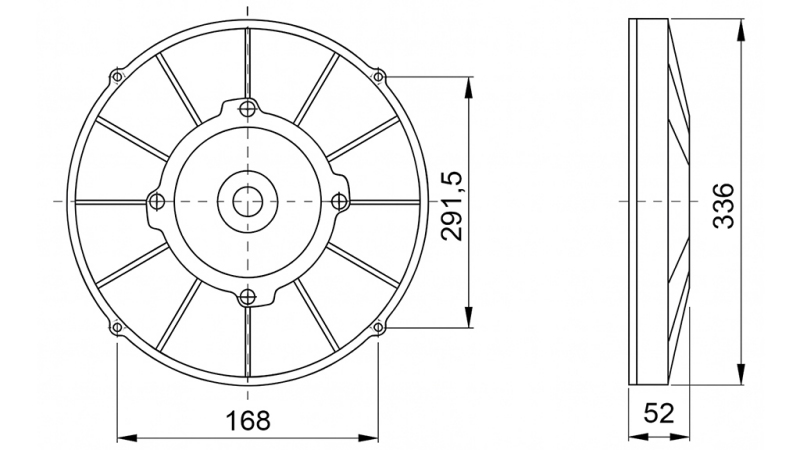 AXIAL LÜFTER - VENTILATOR 305 mm - ABLEITEND 12V