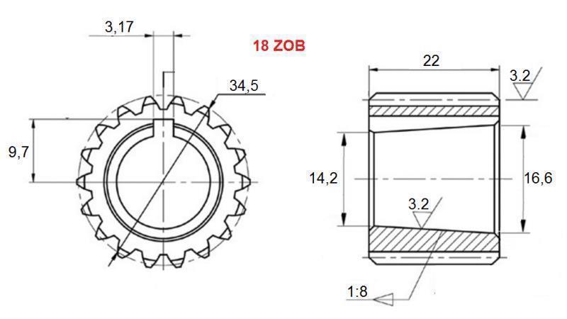 PTO GEARS GR.3 - GR.2 Z18