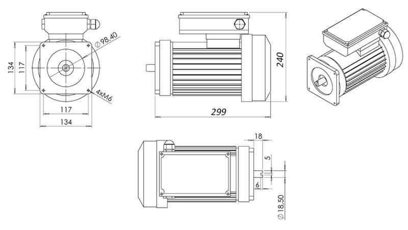 MOTEUR DE REMPLACEMENT POUR AGGREGAT HYDRAULIQUE 230V 3kW